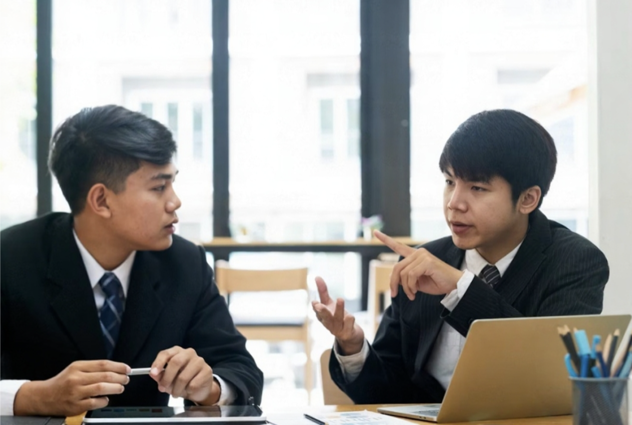 Students practicing communication together